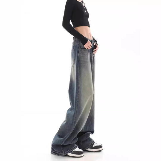 Damen Weite Jeanshose mit hohem Bund R&B
