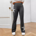 Damen legere Bootcut-Leggings mit Sternen-Motiv R&B