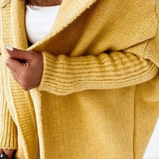 Damen Grobstrickcardigan mit weitem Revers und strukturiertem Design R&B