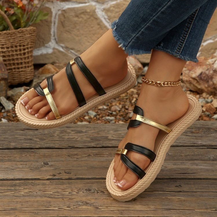 Damen Sommerliche Zehentrenner Sandalen R&B