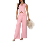 Damen Zweiteiliges Set mit cropped Top und weitem Hose R&B