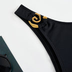 Damen Bikini-Set mit breiten Trägern und modischem Golddetail R&B
