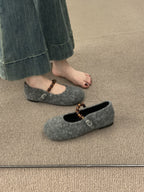 Damen Filz-Ballerinas mit modischer Riemchen-Applikation R&B