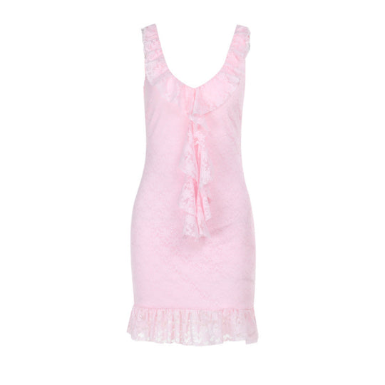 Damen Sexy Wickeldress mit Rüschendekoration und figurbetontem Schnitt R&B