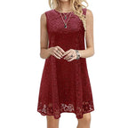 Damen elegantes Spitzenkleid mit A-Linien-Schnitt R&B