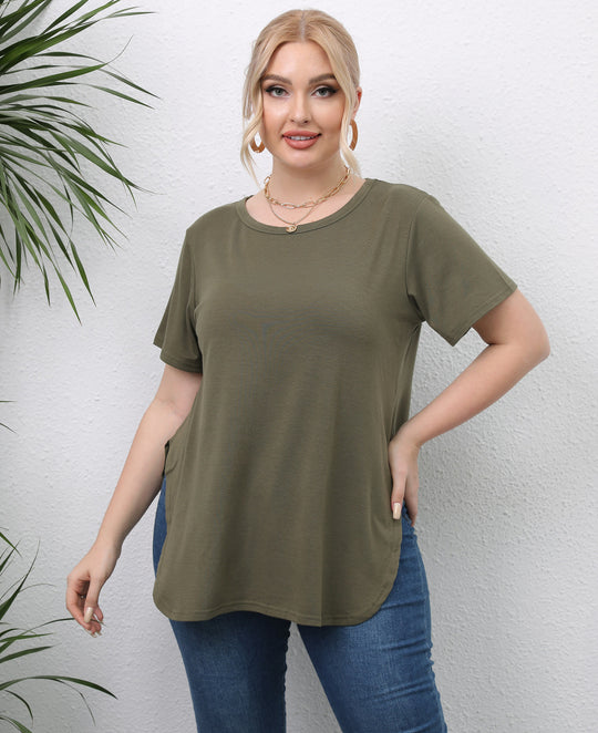 Damen lässiges T-Shirt mit seitlichen Eingrifftaschen R&B