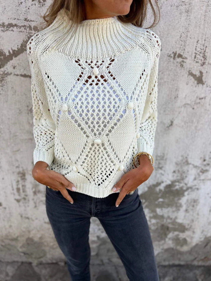 Damen Strickpullover mit offener Maschenstruktur R&B