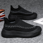 Damen Trendige Slip-On Sneakers mit atmungsaktiver Strickoberfläche und rutschfester Sohle R&B