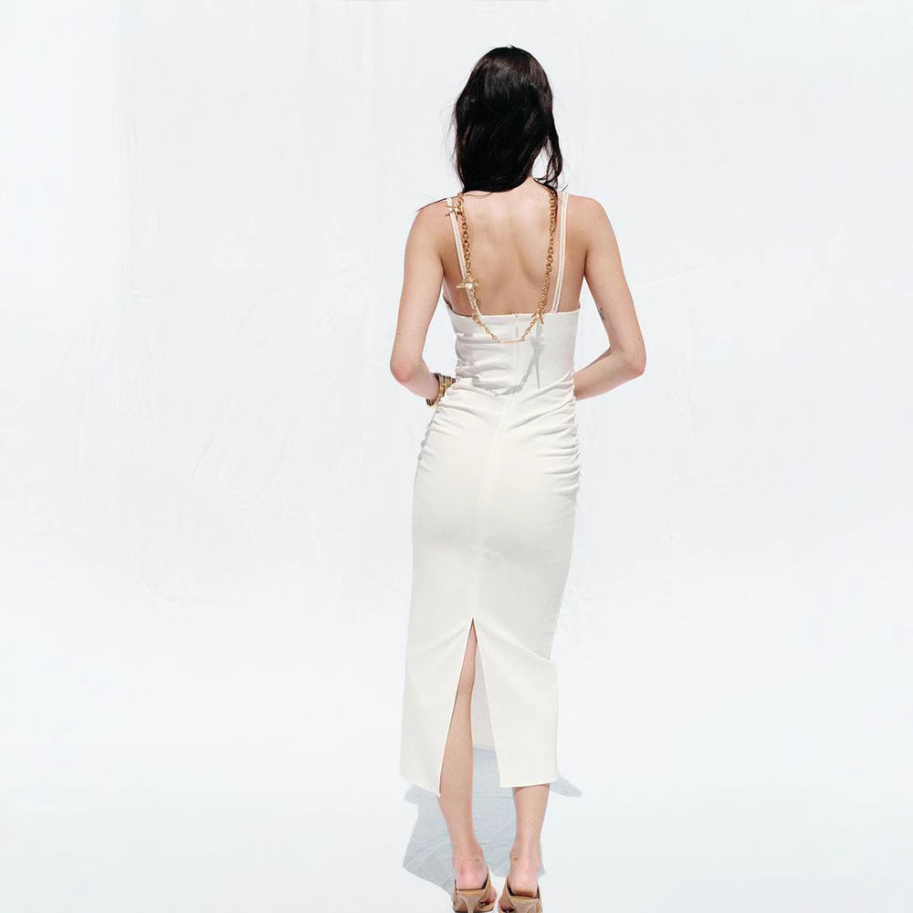 Damen figurbetontes Cut-Out Kleid mit schmalen Trägern und tailliertem Schnitt R&B