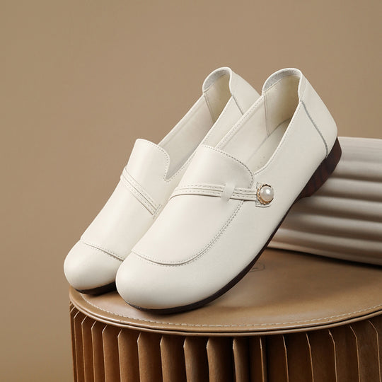 Damen Elegante Mokassins mit geschmackvollem Perlenschnalle R&B