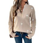 Damen modischer Pullover mit Herz-Applikationen R&B