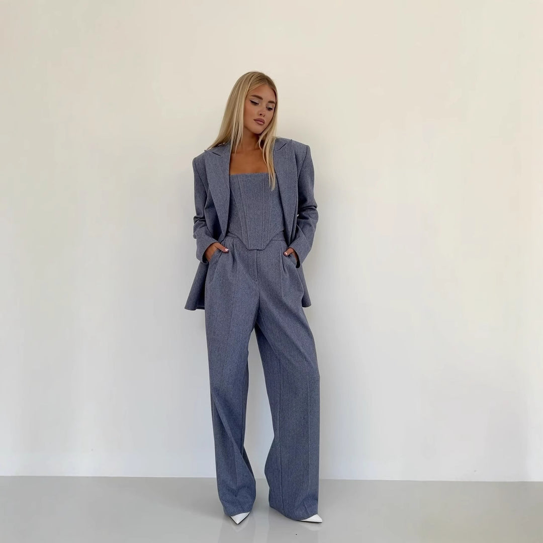 Damen Blazer mit Taillengürtel und schickem Revers R&B