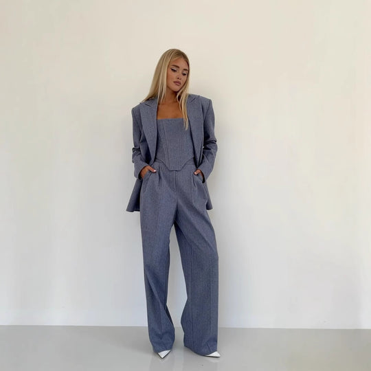 Damen Blazer mit Taillengürtel und schickem Revers R&B