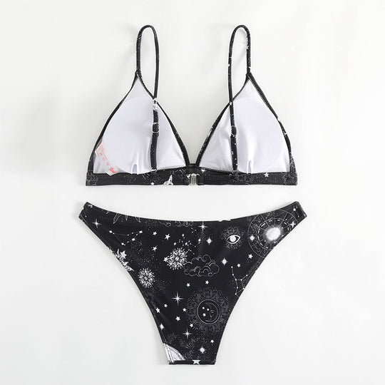 Damen Triangel-Bikini mit einzigartigem Sternenmotiv und verstellbaren Trägern R&B