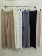 Damen Weit geschnittene Leinenhose mit elastischem Bund und gestreiftem Design R&B