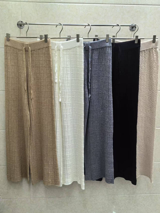 Damen Weit geschnittene Leinenhose mit elastischem Bund und gestreiftem Design R&B