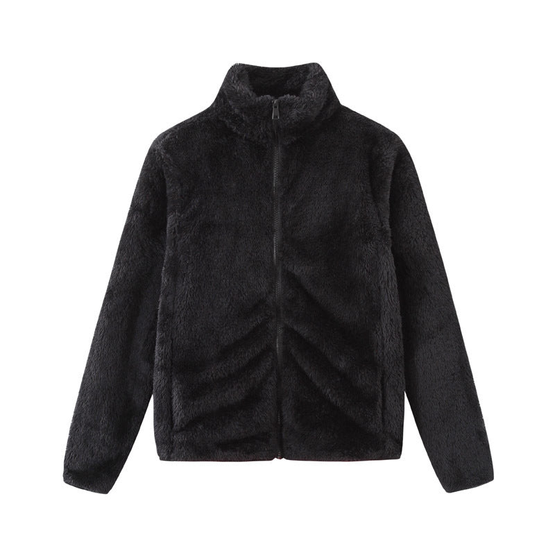 Damen gemütliche Fleecejacke mit hohem Kragen und praktischem Reißverschluss R&B