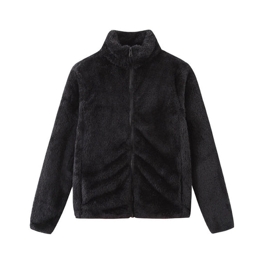 Damen gemütliche Fleecejacke mit hohem Kragen und praktischem Reißverschluss R&B