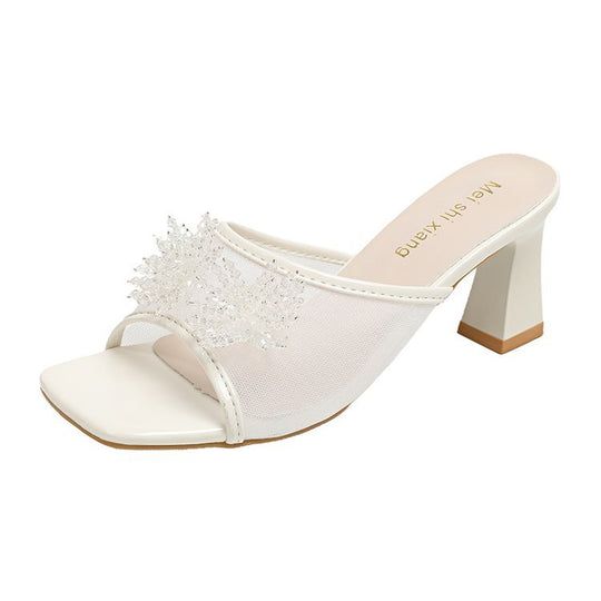 Damen Mules mit funkelndem Strassbesatz R&B