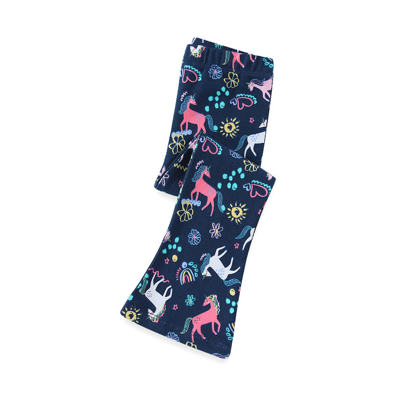 Mädchen Leggings mit verspieltem Einhorn- und Blütenmuster R&B