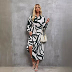 Damen Hemdblusenkleid mit modernem Grafikdruck und taillierter Silhouette R&B