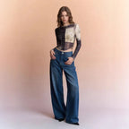 Damen Weite High-Waist Jeans im klassischen Design