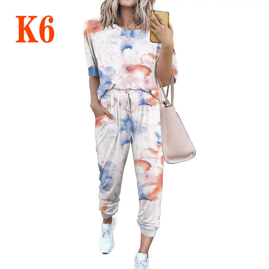 Damen Leichter Freizeit-Jumpsuit mit einem auffälligen Batik-Muster und praktischen Taschen R&B