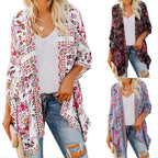 Damen luftiger Kimono mit floralem Muster und weitem Schnitt R&B