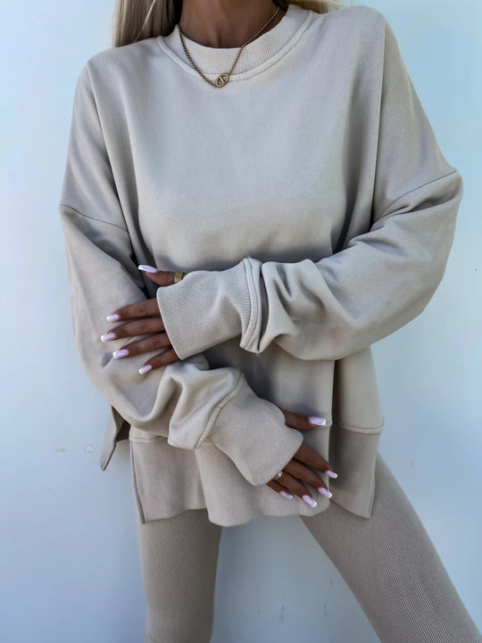 Damen Sportlicher Freizeitanzug mit oversized Sweatshirt und enganliegenden Leggings R&B