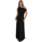 Damen Langarm Maxikleid mit asymmetrischem Schnitt und komfortablem Taillenbereich R&B