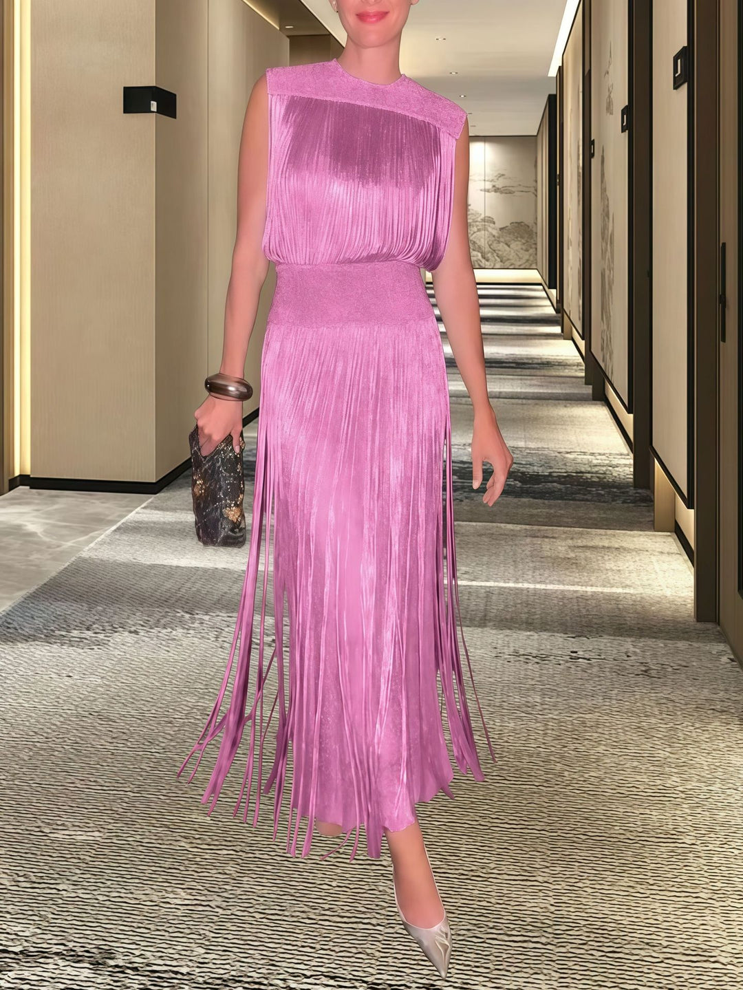 Damen Elegantes Abendkleid mit schwingendem Saum R&B