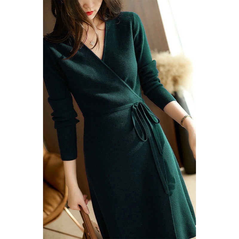 Elegantes Damen Wickelkleid mit Langen Ärmeln und Taillenkordelung | R&B