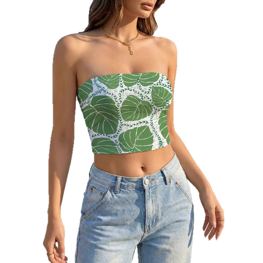 Damen Bandeau-Top mit tropischem Muster R&B