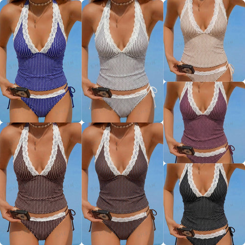 Damen Halter-Kini-Set mit Spitzenakzenten R&B