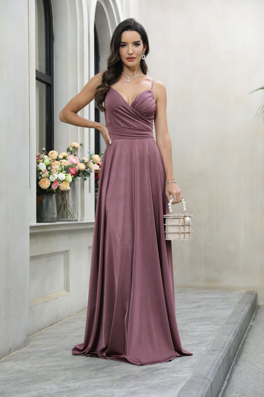 Damen Elegantes Maxikleid mit gerafftem Oberteil und schwingendem Saum R&B