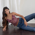 Damen Spaghetti-Träger-Top mit transparentem Obermaterial und Rüschendetail R&B