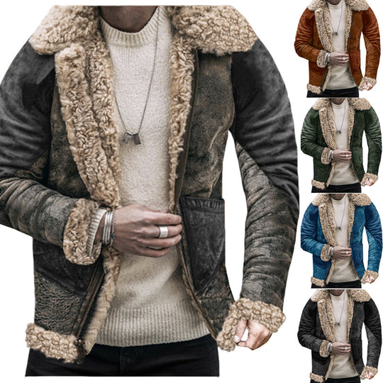 Herren Teddy-Lederjacke mit warmem Innenfutter R&B