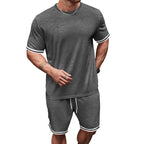 Herren nan sportliches Jersey-Set aus Kurzarmshirt und Bermudashorts mit Kontraststreifen elastischem Bund und Eingrifftaschen R&B