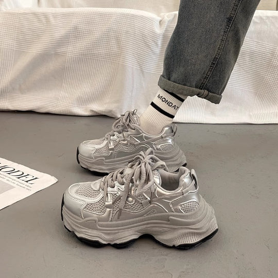 Damen Sportliche Chunky Sneakers mit atmungsaktiven Netz-Elementen R&B