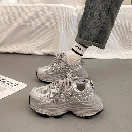 Damen Sportliche Chunky Sneakers mit atmungsaktiven Netz-Elementen R&B