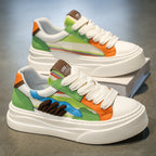 Damen Modische Plateau Sneakers mit einzigartigem Farbmuster R&B
