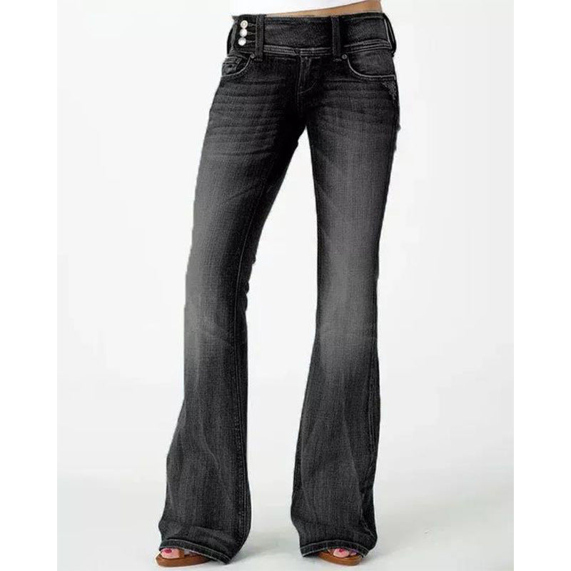 R&B | Beliebte Weinlese Seitenknopf Hohe Taille Skinny Jeans