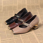 Damen elegante Blockabsatz Schuhe mit Kettenapplikation R&B