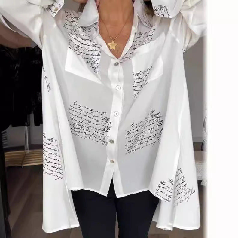 Damen Bluse mit modernem Schreibdesign und lockerer Passform