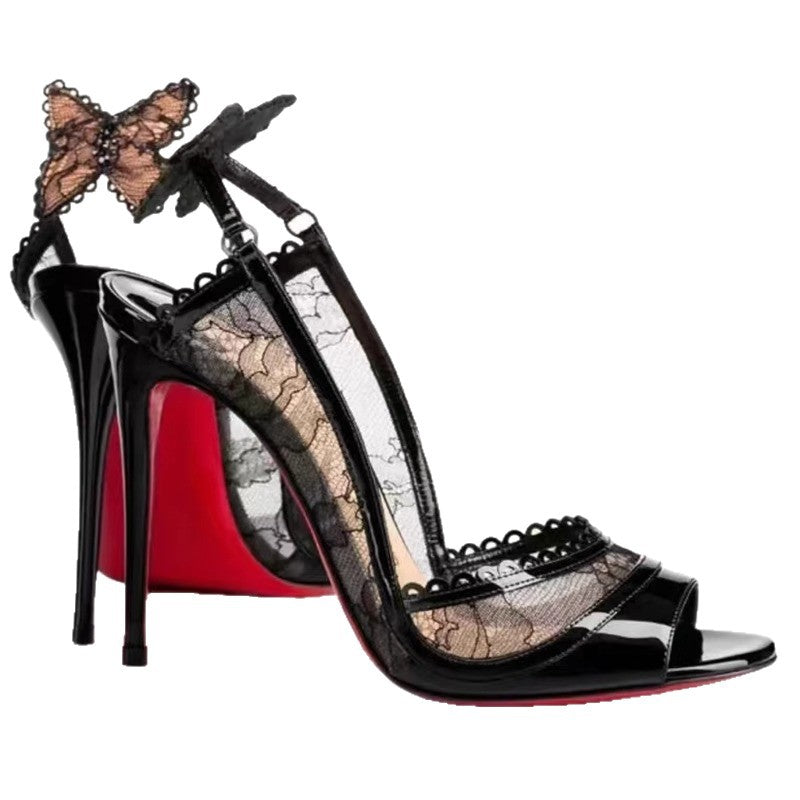 Damen elegante Slingback High Heels aus Spitze R&B