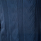 Herren nan feiner Strick-Polopullover mit V-Ausschnitt, Zickzackstruktur und Kentkragen R&B