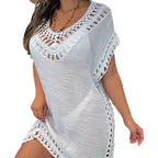 Damen Strandkleid mit kreativem Häkelmuster R&B