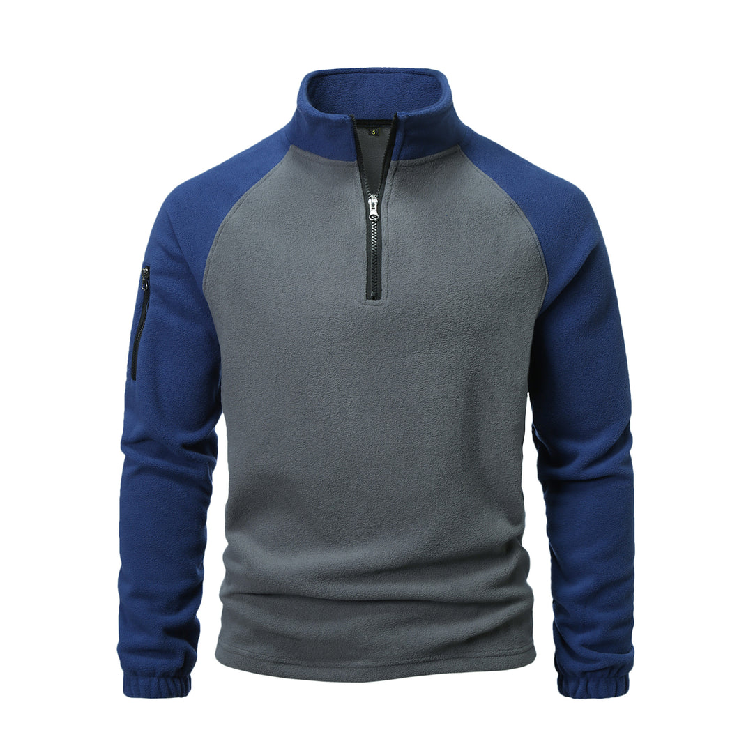 Herren Fleece-Pullover mit halbem Reißverschluss und praktischem Taschen-Design R&B