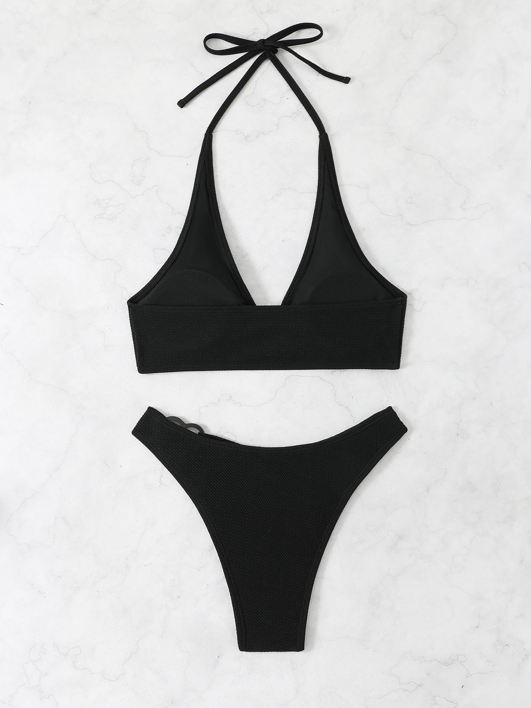 Damen Bikini-Set mit rippierter Textur und verstellbarem Oberteil R&B
