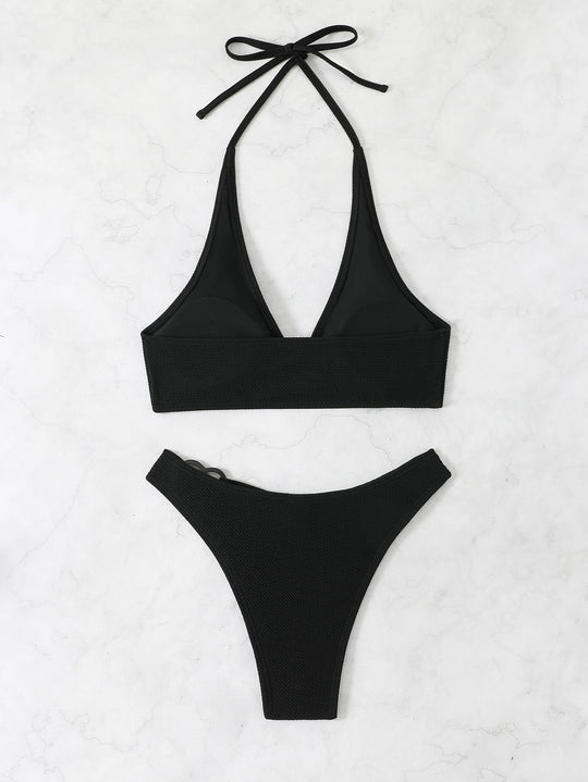 Damen Bikini-Set mit rippierter Textur und verstellbarem Oberteil R&B